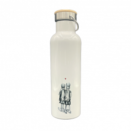 Thermoflasche mit Bambusdeckel 750 ml – Herzensgeflüster Liebesglück