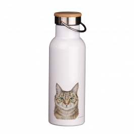 Thermoflasche mit Bambusdeckel 500 ml – Katze