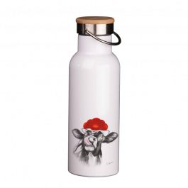Thermoflasche mit Bambusdeckel 500 ml – Bollenhut Kuh mit Zunge