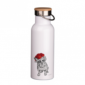 Thermoflasche mit Bambusdeckel - Bollenhut Bulldogge