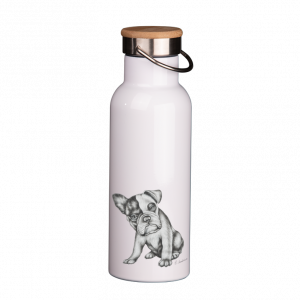 Thermoflasche mit Bambusdeckel - Bulldogge