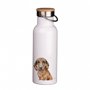 Thermoflasche mit Bambusdeckel - Dackel