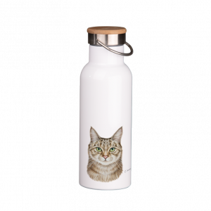 Thermoflasche mit Bambusdeckel - Katze