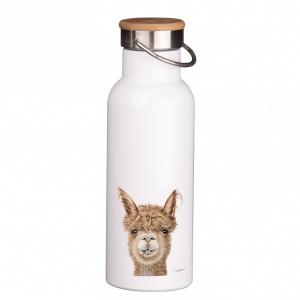 Thermoflasche mit Bambusdeckel - Alpaka