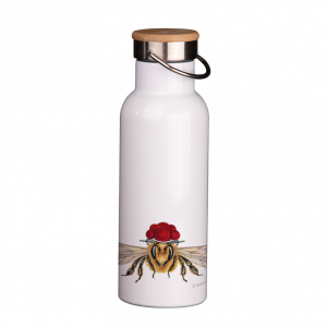 Thermoflasche mit Bambusdeckel - Bollenhut Biene frontal