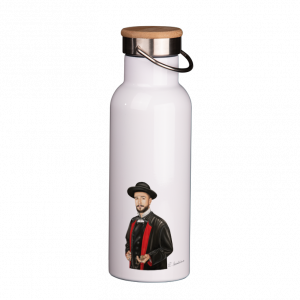 Thermoflasche mit Bambusdeckel - Bollenhut Schwarzwaldbub