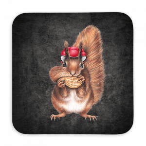 Untersetzer 9x9 Black Edition - Bollenhut Eichhörnchen