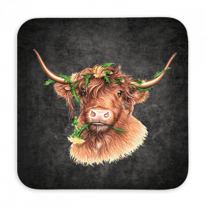 Untersetzer 9x9 Black Edition - Blumenhochlandrind