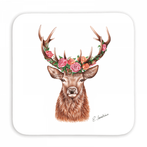 Untersetzer 9x9 - Blumenhirsch