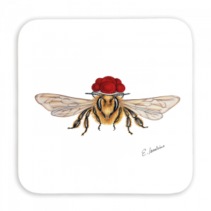 Untersetzer 9x9 - Bollenhut Biene frontal
