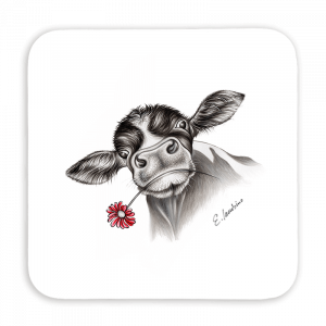 Untersetzer 9x9 - Kalb mit Blume