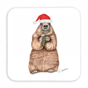Untersetzer 9x9 - Weihnachtsmurmeltier