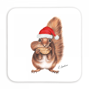 Untersetzer 9x9 - Weihnachtseichhörnchen