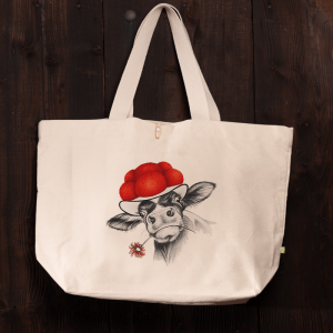 Strandtasche Kuh mit Blume