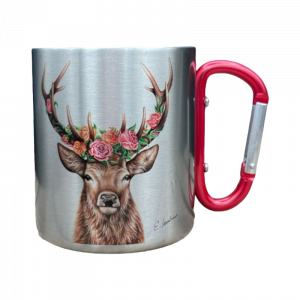 Edelstahltasse - Blumenhirsch