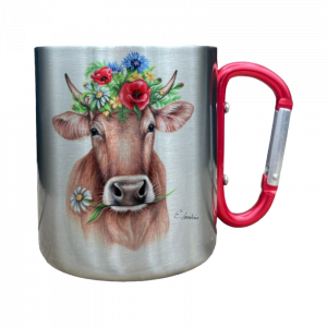 Edelstahltasse - Blumenkuh
