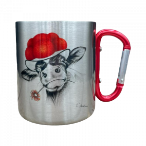 Edelstahltasse - Bollenhut Kuh mit Blume