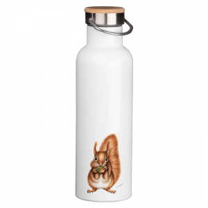 Thermoflasche mit Bambusdeckel - Eichhörnchen