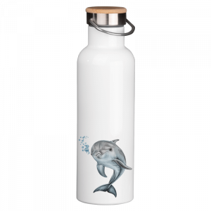 Thermoflasche mit Bambusdeckel - Delfin