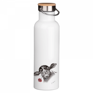 Thermoflasche mit Bambusdeckel - Kalb mit Blume