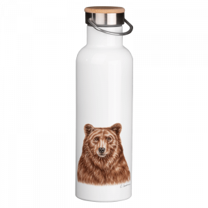 Thermoflasche mit Bambusdeckel - Bär