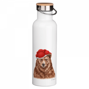 Thermoflasche mit Bambusdeckel - Bollenhut Bär