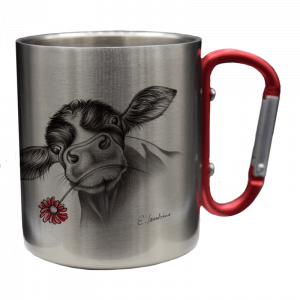 Edelstahltasse - Kalb mit Blume