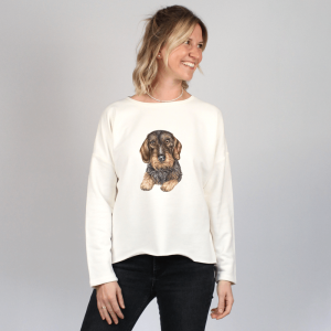 Damen Oversize Sweater - Rauhaardackel