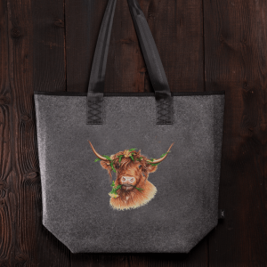Filztasche Blumenhochlandrind