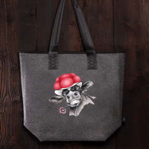 Filztasche Bollenhut Kuh mit Blume