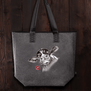 Filztasche - Kalb mit Blume