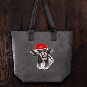 Filztasche Bollenhut Kuh mit Zunge