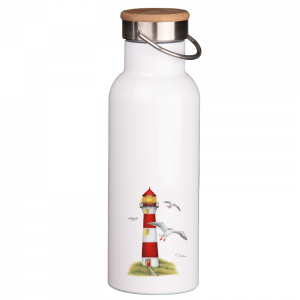 Thermoflasche mit Bambusdeckel - Leuchtturm