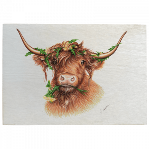 Holztafel - Blumenhochlandrind