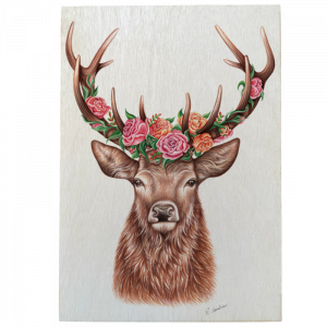 Holztafel Blumenhirsch