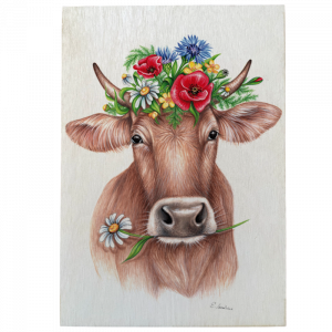 Holztafel Blumenkuh