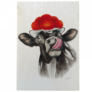 Holztafel Bollenhut Kuh mit Zunge