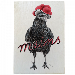 Holztafel Bollenhut Rabe meins