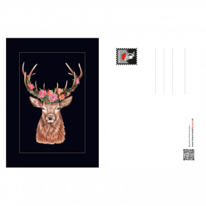 Postkarte Blumenhirsch