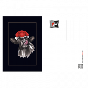Postkarte Bollenhut Kuh mit Zunge