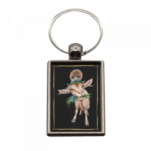 Schlüsselanhänger Alpen Ziege, rechteckig, 40x25mm