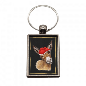 Schlüsselanhänger Bollenhut Esel, rechteckig, 40x25mm