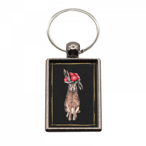 Schlüsselanhänger Bollenhut Hase, rechteckig, 40x25mm