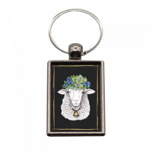 Schlüsselanhänger Blumenschaf, rechteckig, 40x25mm