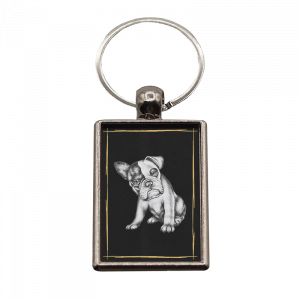 Schlüsselanhänger Bulldogge, rechteckig, 40x25mm