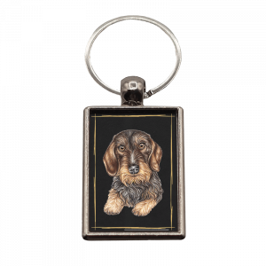 Schlüsselanhänger Rauhaardackel, rechteckig, 40x25mm