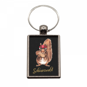 Schlüsselanhänger Bollenhut Eichhörnchen, rechteckig, 40x25mm