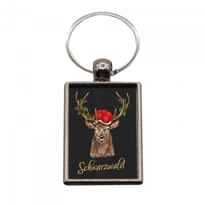 Schlüsselanhänger Bollenhut Hirsch, rechteckig, 40x25mm