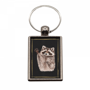 Schlüsselanhänger Waschbär, rechteckig, 40x25mm