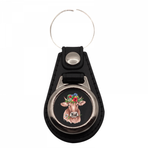 Schlüsselanhänger rund Blumenkuh